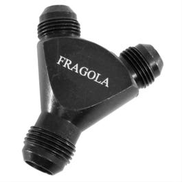 FRAGOLA Y-FITTING – BILLET FLARE TO FLARE – 10AN MALE INLET TO (2) -8AN MALE OUTLETS – BLACK – 900611-BL